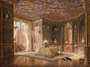 La biblioteca de Stanmore Hall, la residencia de Robert Holland, Esq de Frederick Mackenzie
