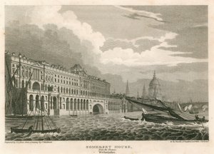 Vista de Somerset House, The Strand, Londres, desde el Támesis, Westminster de Frederick Mackenzie