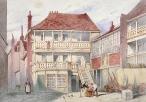 Vista de la Taberna French Horn, Holborn, Londres, 1840 de Frederick Napoleon Shepherd
