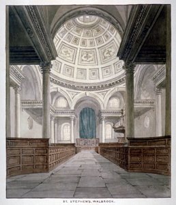 Iglesia de San Esteban Walbrook, Ciudad de Londres, c. 1840 de Frederick Nash