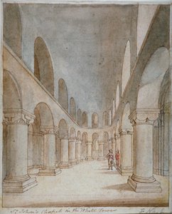 Vista interior de la Capilla de San Juan, Torre de Londres de Frederick Nash