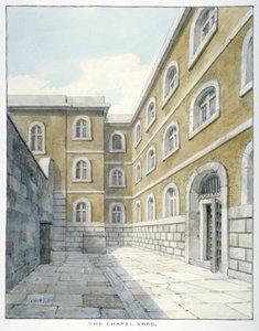 El patio de la capilla en la prisión de Newgate, Old Bailey, Ciudad de Londres, 1840 de Frederick Nash