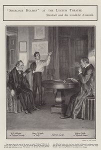 Una representación de Sherlock Holmes en el Teatro Lyceum, Londres de Frederick Pegram