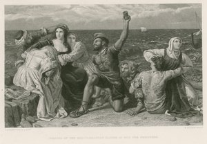 Piratas del Mediterráneo jugando a los dados por prisioneros