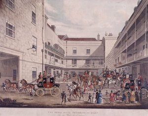 Coches de Correo Real en Lad Lane, Londres, 1831 de Frederick Rosenberg