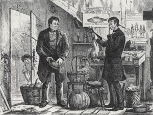Un agricultor pagando su suscripción al periódico local en especie de Frederick Stuart after Church