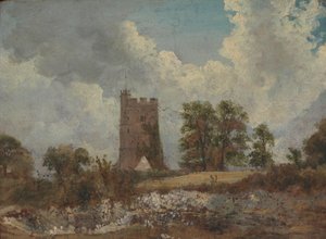 Paisaje con una iglesia de Frederick W. Watts