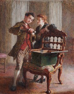 Una escena en el salón con una imponente silla abierta de Frederick Walker