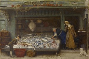 Una tienda de pescaderos, 1873 de Frederick Walker
