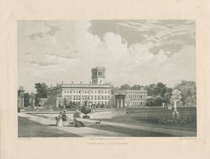 Trentham Hall: grabado en litotinta, nd [c 1846] de Frederick William Hulme