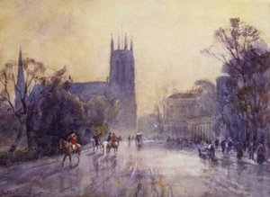 La Iglesia Parroquial y la Sala de Bombas, Leamington de Frederick William Newton Whitehead