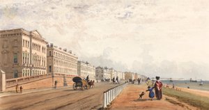 Brighton: la fachada y el muelle de la cadena vistos a lo lejos de Frederick William Woledge