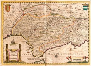 Mapa de Andalucía, con Sevilla y Córdoba
