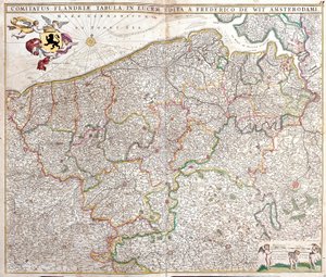 Mapa del Condado de Flandes (Francia y Bélgica)