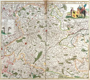 Mapa del Condado de Hainaut (Hainau) (Bélgica) y el Obispado de Cambresis (Francia) de Frederick de Wit