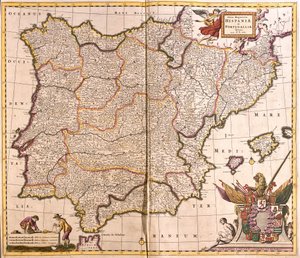 Mapa de la Península Ibérica, España y Portugal