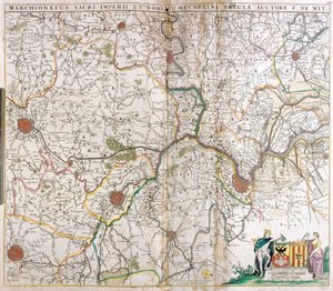 Mapa de los Marquesados del Sacro Imperio Romano Germánico y el Señorío de Malinas de Frederick de Wit