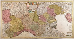 Norte de Italia. Mapa por Frederik de Wit, Ámsterdam, grabado en cobre. 1705 de Frederick de Wit