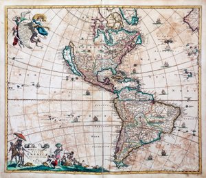 Novissima et totius Americae accurate descriptio, mapa de las Américas y el Pacífico de Frederick de Wit