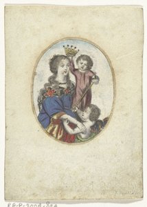 Virgen con Niño y Ángel en óvalo de Frederik Bouttats (de Jonge) (attributed to)