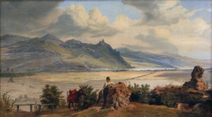 Vista del Siebengebirge con Königswinter y la ruina