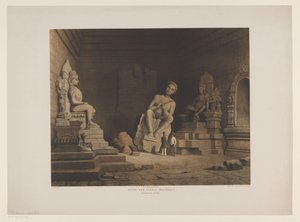 Dos hombres en las ruinas de Tjandi Mendoet Ruinas de Tjandi-Moendoet. Residencia Kadoe (título sobre objeto) de Frederik Hendrik Weissenbruch