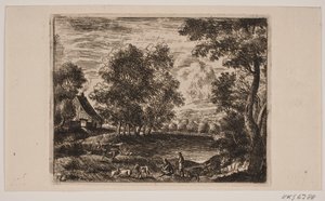 Paisaje. En primer plano cabras y pastores de Frederik Laub