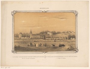 Vista de Oosterbeek con figuras de heno
Vista del pueblo de Oosterbeek desde el lado del Rin. A una hora de distancia de Arnhem. (título en el objeto)
Gelderland (título de la serie en el objeto) de Frederik Lodewijk Huygens