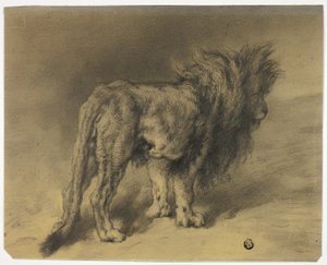 León de pie con melena desgreñada de Frederik William Zurcher