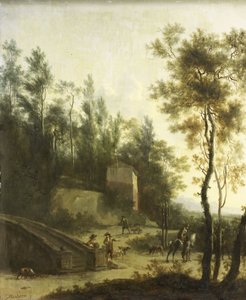Paisaje italiano con cazadores de Frederik de Moucheron