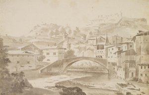 Vienne, cerca de Lyon. Puente Saint-Martin sobre el río Gére. A la izquierda, Priorato de Saint-Martin, a la derecha, Puerta de la Rochette y castillo Pipet de Frederik de Moucheron