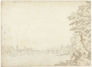 Vista de una ciudad en un río (¿el Danubio?) de Frederik van Valckenborch