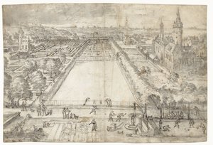 Castillo con parque, cerca de una ciudad de Frederik van Valckenborch