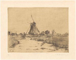 Molino en una zanja de Frederika Henriëtte Broeksmit (signed by artist)