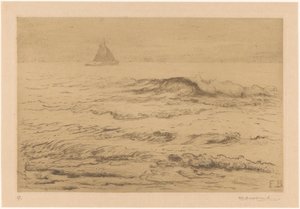 Barco de vela en el mar de Frederika Henriëtte Broeksmit (signed by artist)