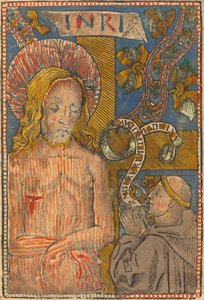El Hombre de Dolores con un Franciscano de French 15th Century