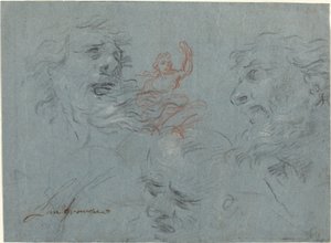 Estudio de cabezas [recto] de French 17th Century