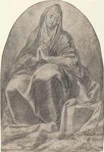 La Virgen doliente contemplando los instrumentos de la Pasión de French 17th Century