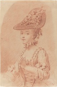 Una Joven con Sombrero de Flores de French 18th Century