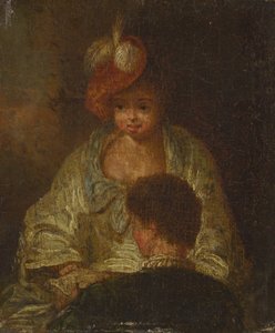 Joven Mujer y Hombre de French 18th Century