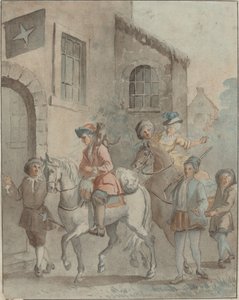 Llegada a una posada de French 18th Century after Jean Baptiste Oudry