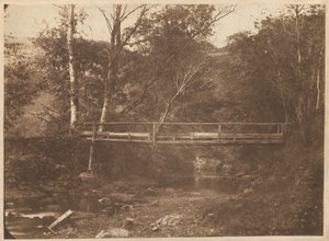 Paisaje con árboles y puente de French 19th Century