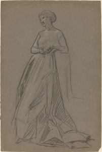 Mujer de pie apoyada en su codo de French 19th Century