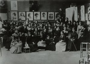 Academie Julian, París, grupo de estudiantes de arte de French Photographer