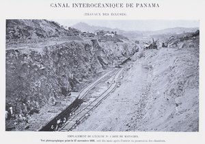 Canal Interoceánico de Panamá, Trabajos de las esclusas (foto en b/n) de French Photographer