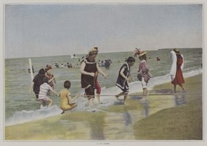 Niños jugando con una cuerda en la playa (foto en color) de French Photographer
