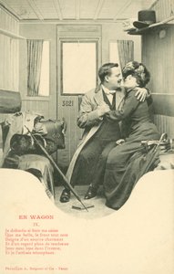Pareja haciendo el amor en un compartimento de tren de French Photographer