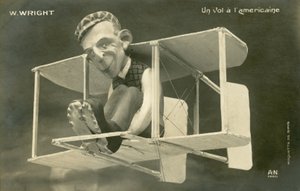 Figurilla de Wilbur Wright en un avión