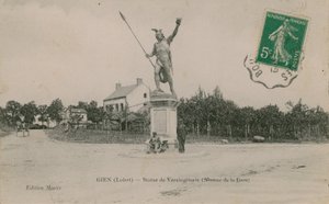 Gien (Loiret), Estatua de Vercingetorix. Postal enviada en 1913.