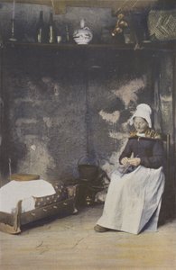 Interior de Auvernia, Mujer tejiendo de French Photographer